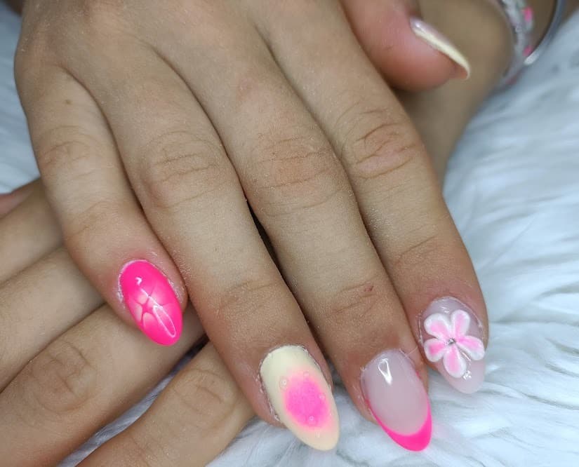 French rose avec fleur 3D rose par Mely Beauty